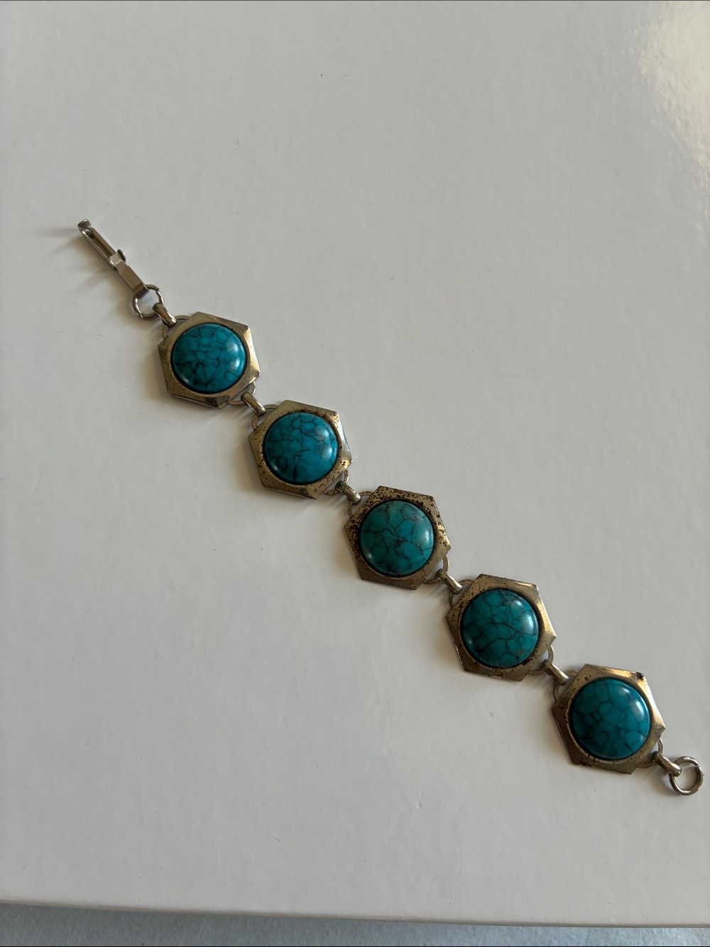 Source Unknown Turquoise Blue Octagonal Link Bracelet - Women Jewelry